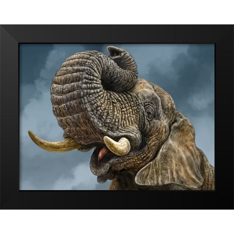 African Elephant Black Modern Wood Framed Art Print by LaMontagne, Patrick