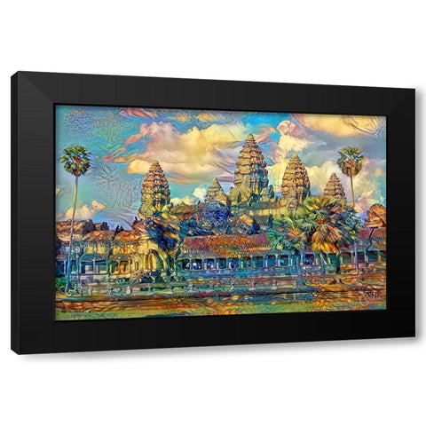 Cambodia Angkor Wat Black Modern Wood Framed Art Print by Gavidia, Pedro