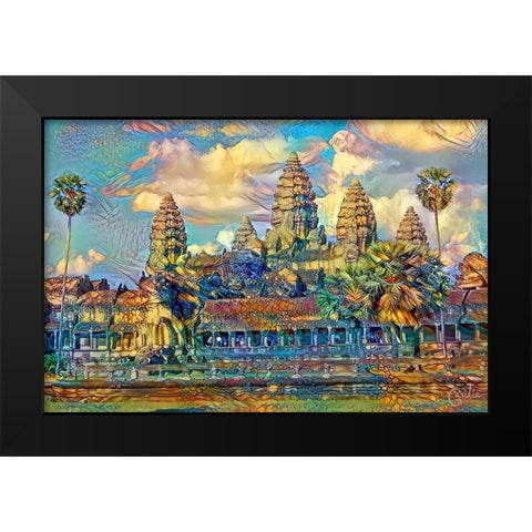 Cambodia Angkor Wat Black Modern Wood Framed Art Print by Gavidia, Pedro