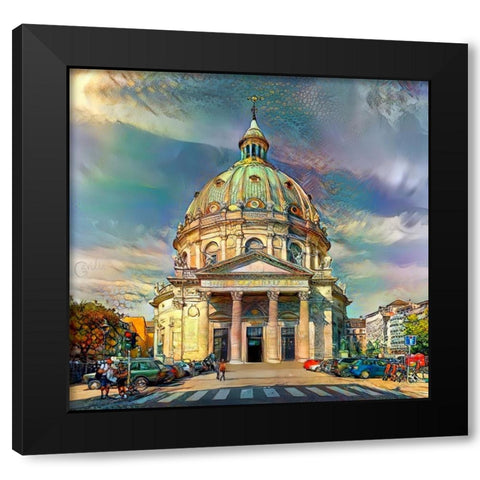 Copenhagen Denmark Frederiks Church Black Modern Wood Framed Art Print by Gavidia, Pedro