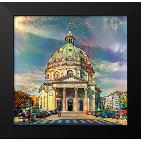 Copenhagen Denmark Frederiks Church Black Modern Wood Framed Art Print by Gavidia, Pedro