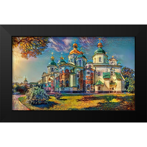 Kyiv Ukraine Saint Sophia Cathedral Black Modern Wood Framed Art Print by Gavidia, Pedro