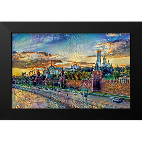 Moscow Russia Kremlin Wall Black Modern Wood Framed Art Print by Gavidia, Pedro