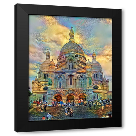 Paris France Basilica of the Sacred Heart Sacre Coeur Ver2 Black Modern Wood Framed Art Print by Gavidia, Pedro