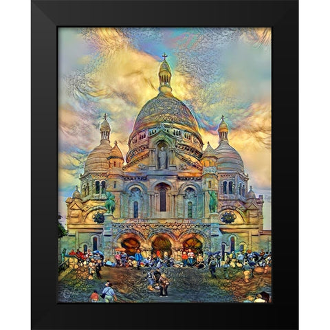 Paris France Basilica of the Sacred Heart Sacre Coeur Ver2 Black Modern Wood Framed Art Print by Gavidia, Pedro