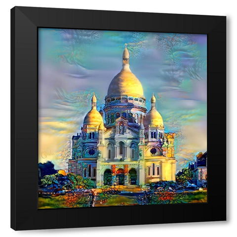 Paris France Basilica of the Sacred Heart Sacre Coeur Black Modern Wood Framed Art Print with Double Matting by Gavidia, Pedro