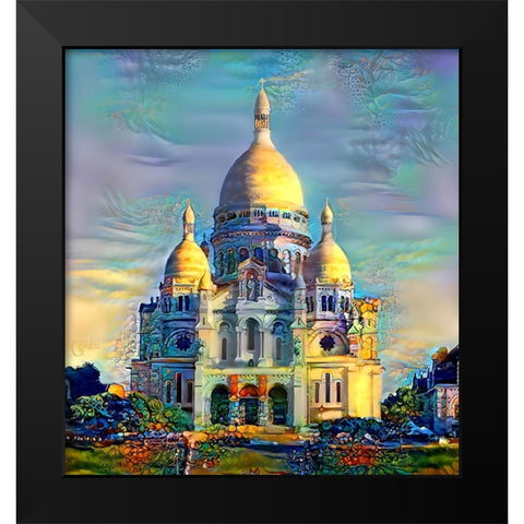 Paris France Basilica of the Sacred Heart Sacre Coeur Black Modern Wood Framed Art Print by Gavidia, Pedro