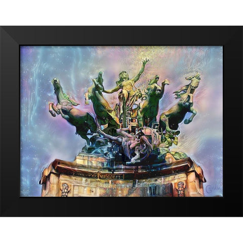 Paris France Quadriga at Grand Palais Black Modern Wood Framed Art Print by Gavidia, Pedro