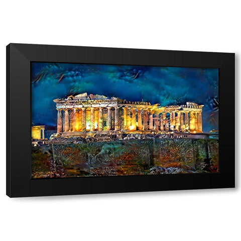 Athens Greece Parthenon Black Modern Wood Framed Art Print by Gavidia, Pedro