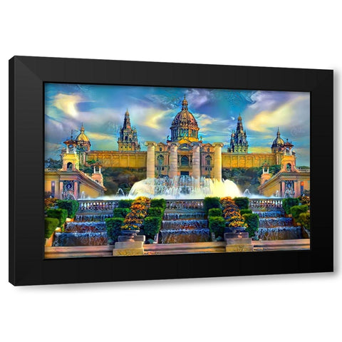 Barcelona Spain Montjuic Black Modern Wood Framed Art Print by Gavidia, Pedro