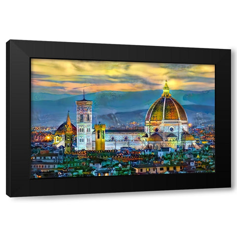 Florence Italy Duomo Sunset Black Modern Wood Framed Art Print by Gavidia, Pedro