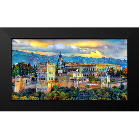 Granada Spain La Alhambra Black Modern Wood Framed Art Print by Gavidia, Pedro