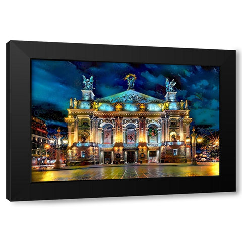 Leopolis Ukraine Opera Black Modern Wood Framed Art Print with Double Matting by Gavidia, Pedro