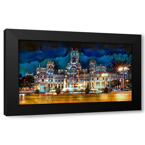 Madrid Spain Cibeles Palace Black Modern Wood Framed Art Print by Gavidia, Pedro