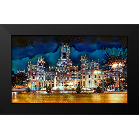 Madrid Spain Cibeles Palace Black Modern Wood Framed Art Print by Gavidia, Pedro