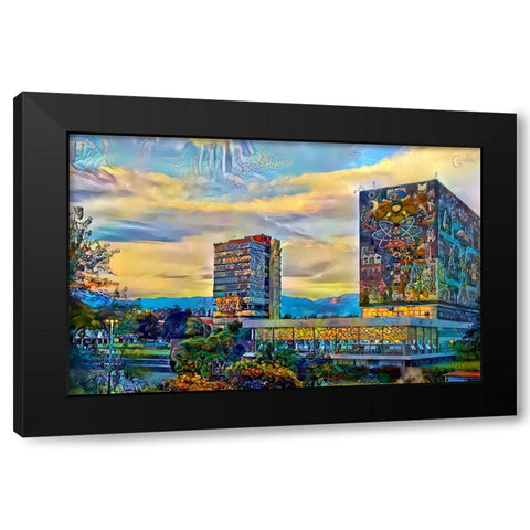 Mexico City University City Black Modern Wood Framed Art Print with Double Matting by Gavidia, Pedro