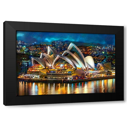 Australia Sydney Opera House Black Modern Wood Framed Art Print by Gavidia, Pedro