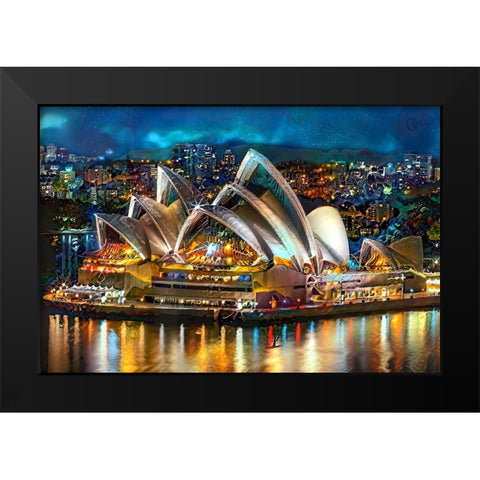 Australia Sydney Opera House Black Modern Wood Framed Art Print by Gavidia, Pedro