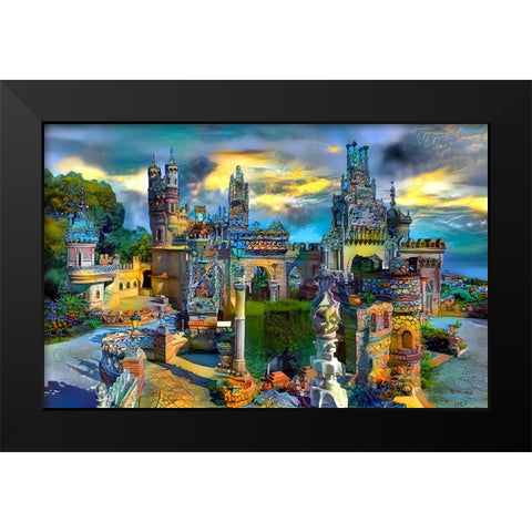 Benalmadena Spain Colomares Castle Black Modern Wood Framed Art Print by Gavidia, Pedro