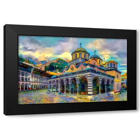 Bulgaria Rila Monastery Black Modern Wood Framed Art Print by Gavidia, Pedro