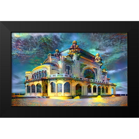 Constanta Romania Casino Promenade Black Modern Wood Framed Art Print by Gavidia, Pedro