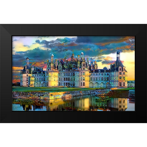 France Loire Valley Chateau de Chambord Black Modern Wood Framed Art Print by Gavidia, Pedro