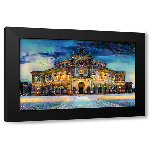 Germany Dresden Semperoper Opera House Black Modern Wood Framed Art Print by Gavidia, Pedro