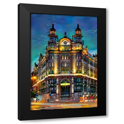 Hungary Budapest Hotel Parisi Udvar Black Modern Wood Framed Art Print by Gavidia, Pedro