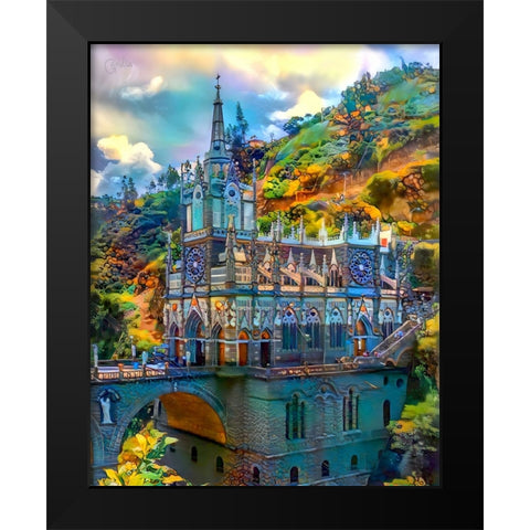 Ipiales Colombia Nuestra Señora de las Lajas Sanctuary Black Modern Wood Framed Art Print by Gavidia, Pedro