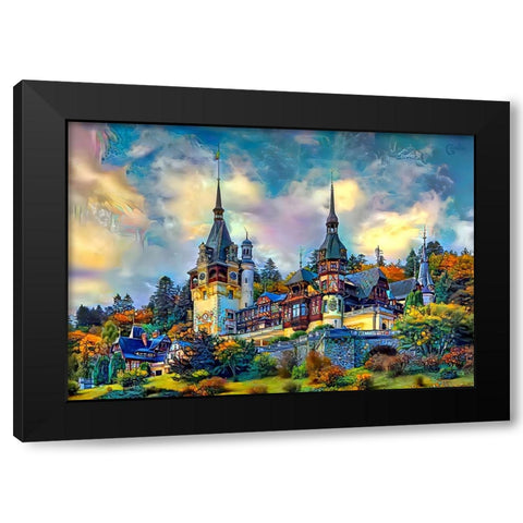 Sinai Romania Peles Castle Black Modern Wood Framed Art Print with Double Matting by Gavidia, Pedro