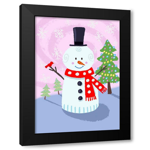 Snowman Swirl Black Modern Wood Framed Art Print with Double Matting by Randy Noble Fine Art