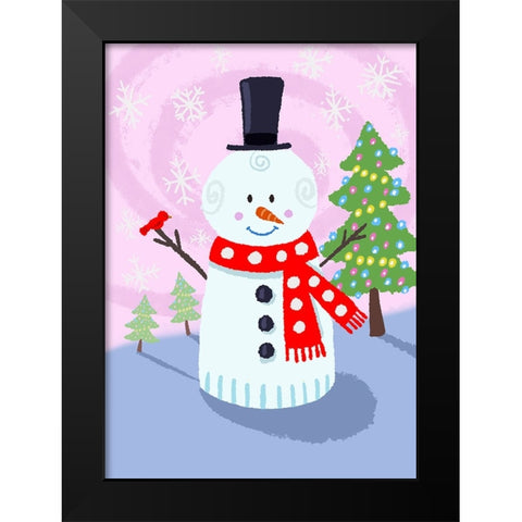 Snowman Swirl Black Modern Wood Framed Art Print by Randy Noble Fine Art