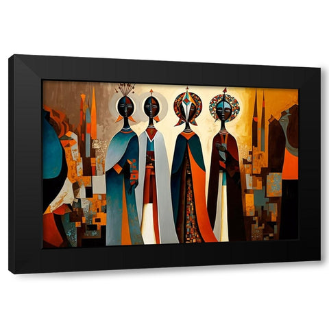 Mid Century Celebration Of All Cultures 1 Black Modern Wood Framed Art Print with Double Matting by Heere, Ray
