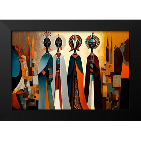 Mid Century Celebration Of All Cultures 1 Black Modern Wood Framed Art Print by Heere, Ray