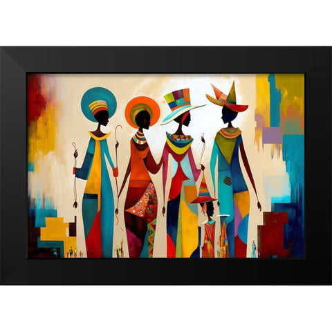 Mid Century Celebration Of All Cultures 3 Black Modern Wood Framed Art Print by Heere, Ray