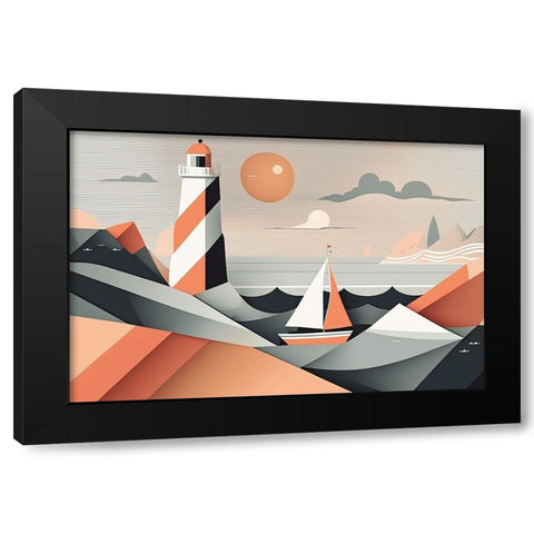 Mid Century Coastal Scenes 12 Black Modern Wood Framed Art Print with Double Matting by Heere, Ray