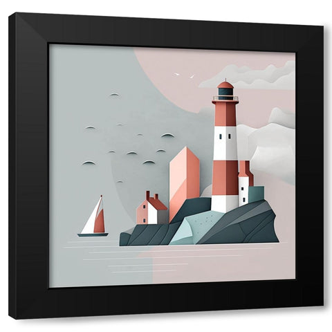Mid Century Coastal Scenes 18 Black Modern Wood Framed Art Print with Double Matting by Heere, Ray