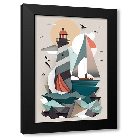 Mid Century Coastal Scenes 29 Black Modern Wood Framed Art Print with Double Matting by Heere, Ray