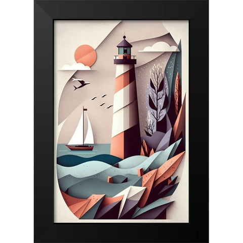 Mid Century Coastal Scenes 31 Black Modern Wood Framed Art Print by Heere, Ray