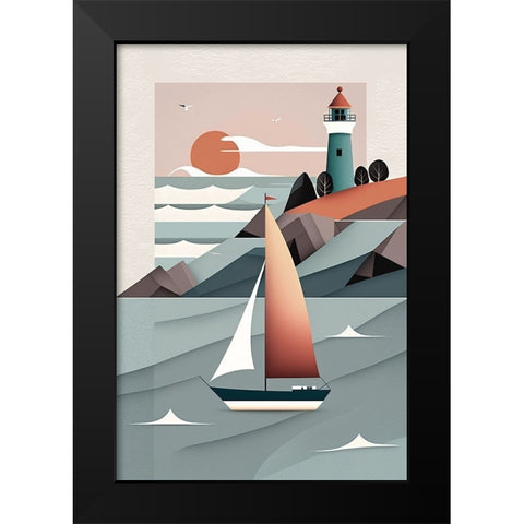 Mid Century Coastal Scenes 32 Black Modern Wood Framed Art Print by Heere, Ray