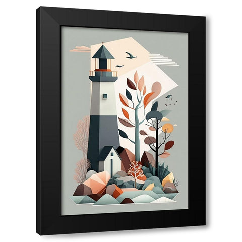 Mid Century Coastal Scenes 34 Black Modern Wood Framed Art Print by Heere, Ray