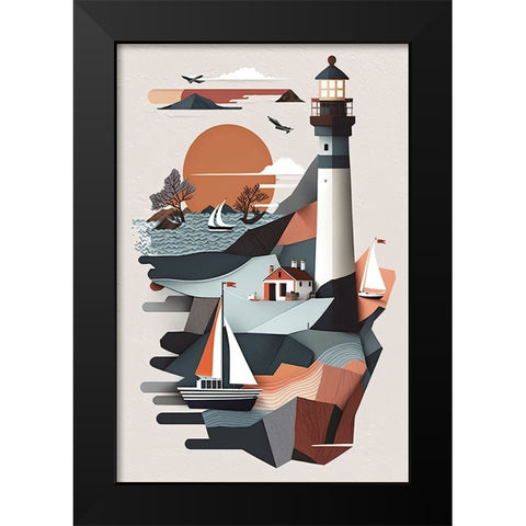 Mid Century Coastal Scenes 35 Black Modern Wood Framed Art Print by Heere, Ray