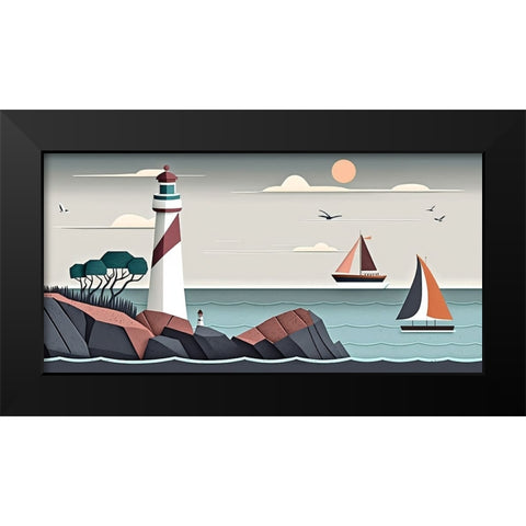 Mid Century Coastal Scenes 37 Black Modern Wood Framed Art Print by Heere, Ray