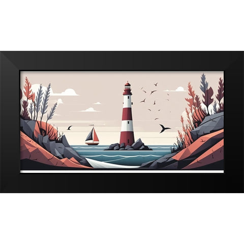 Mid Century Coastal Scenes 41 Black Modern Wood Framed Art Print by Heere, Ray