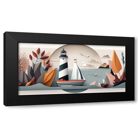 Mid Century Coastal Scenes 43 Black Modern Wood Framed Art Print by Heere, Ray