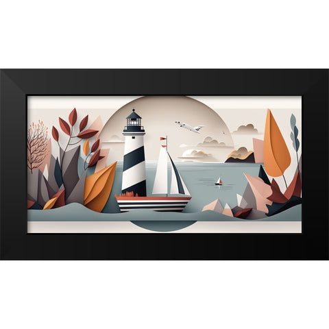 Mid Century Coastal Scenes 43 Black Modern Wood Framed Art Print by Heere, Ray