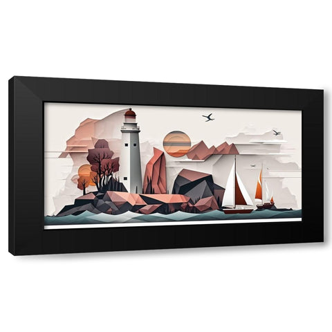 Mid Century Coastal Scenes 44 Black Modern Wood Framed Art Print by Heere, Ray