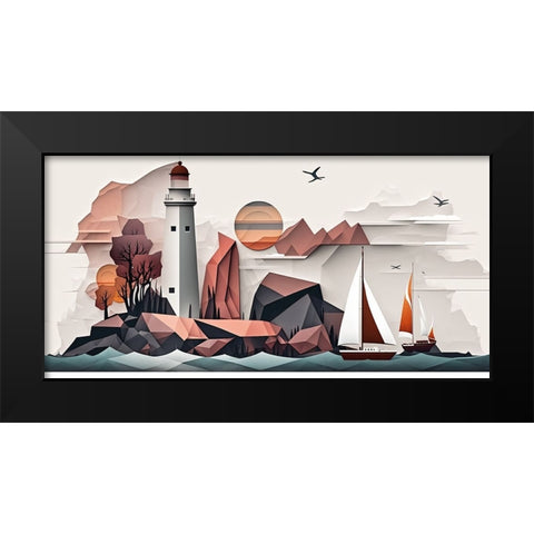 Mid Century Coastal Scenes 44 Black Modern Wood Framed Art Print by Heere, Ray