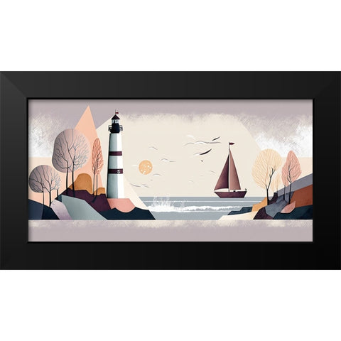 Mid Century Coastal Scenes 45 Black Modern Wood Framed Art Print by Heere, Ray