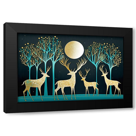 Mid Century Deer 2 Black Modern Wood Framed Art Print by Heere, Ray